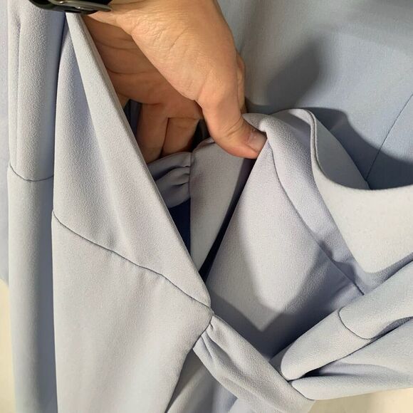 J Crew Dress Women's 8T Tall Light Blue True Wrap Long Sleeve Tie Waist - Picture 5 of 10